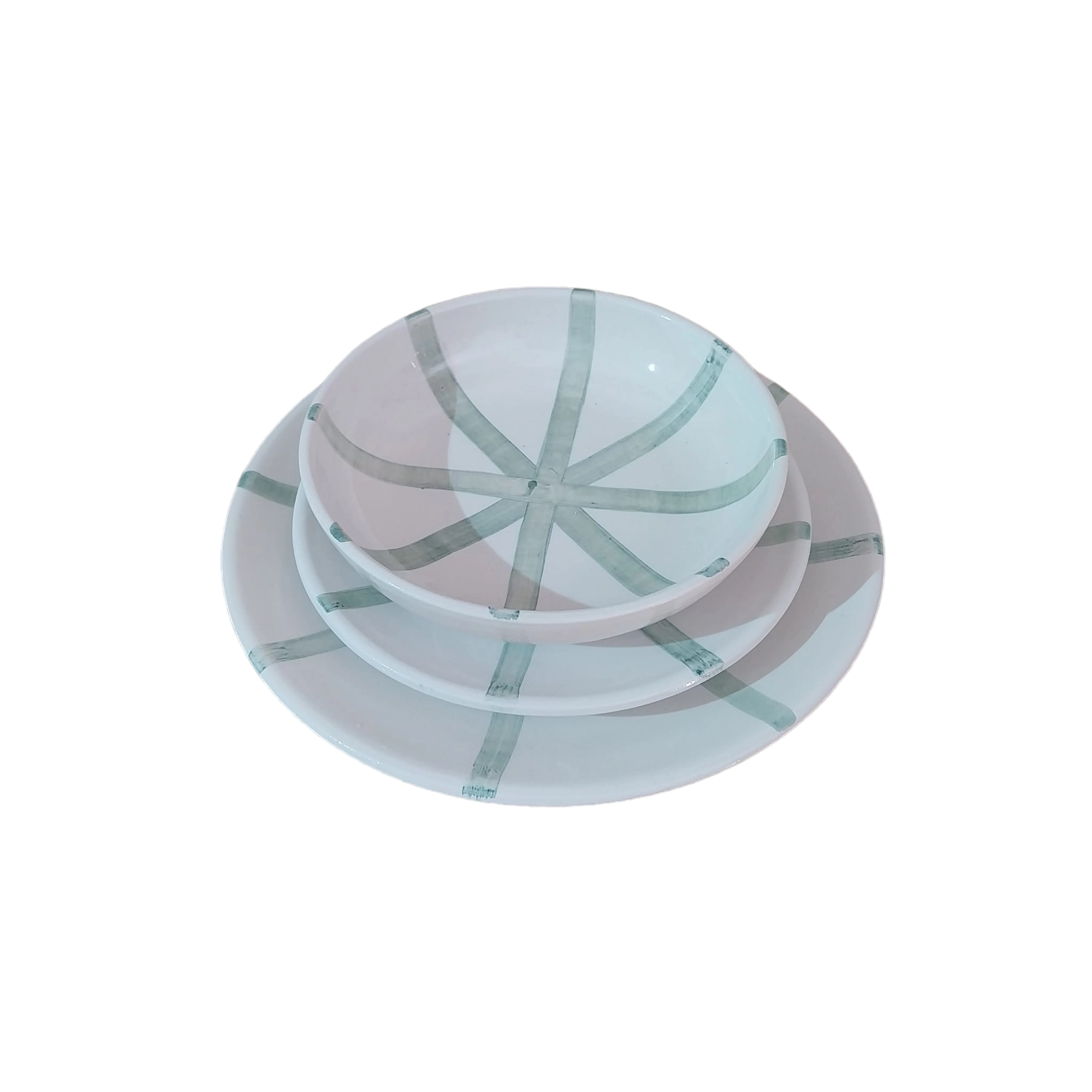 Plato Llano Rayas Verdes 26 cm