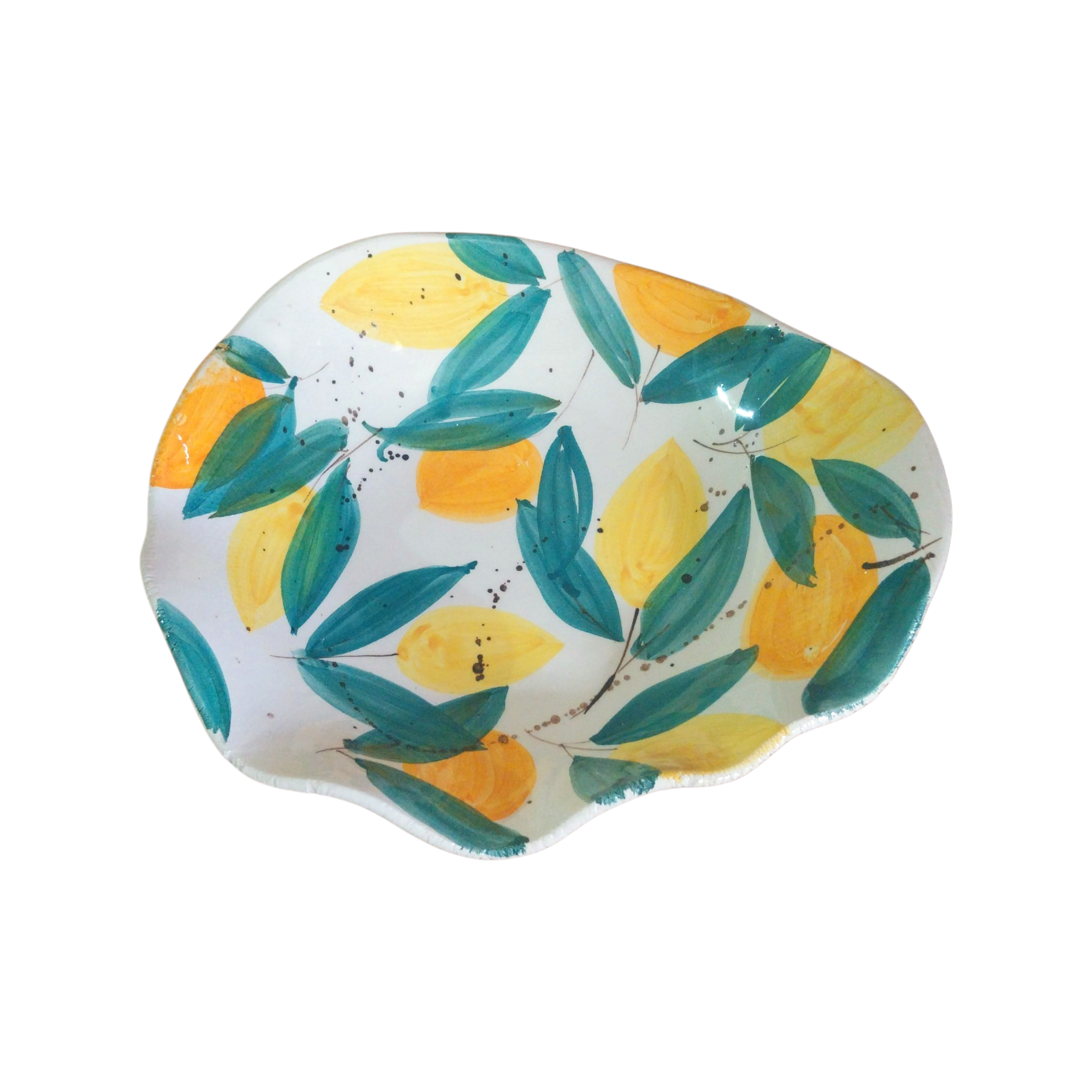 Plato pequeño irregular con naranjas y limones