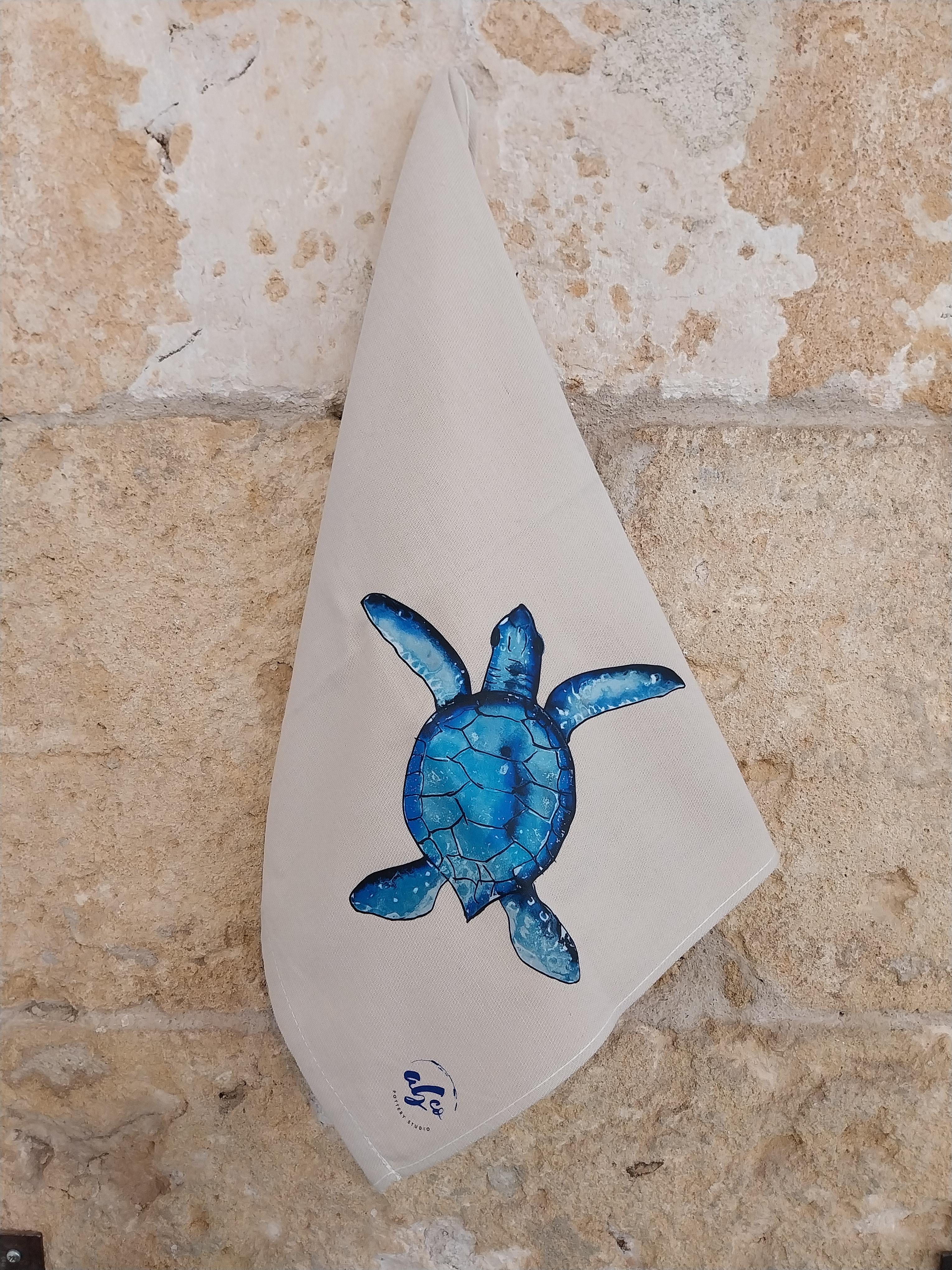 Paño de cocina de algodón con diseño de tortuga marina